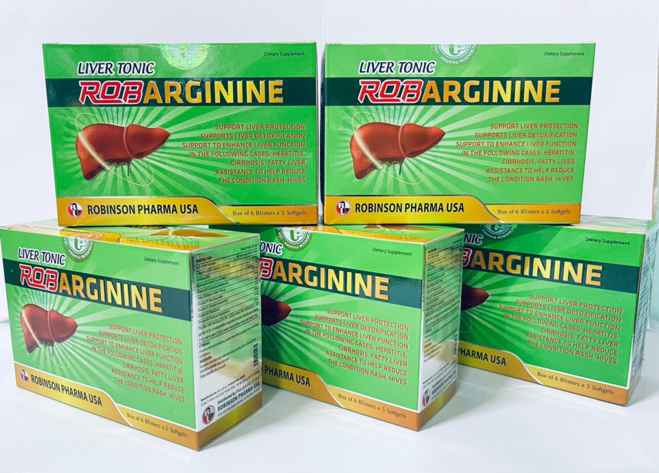 TPCN viên uống BỔ GAN ROBARGININE hỗ trợ bảo vệ gan,làm mát gan,giải độc gan và làm giảm tình trạng mẩn ngứa,nổi mề đai-hộp 90 viên nang mềm