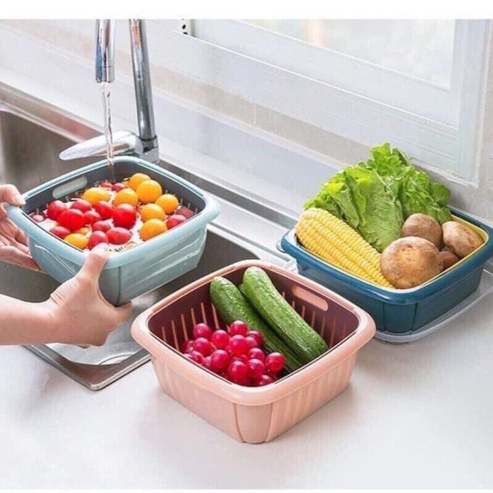 BỘ CHẬU 2 RỔ CÓ NẮP ĐẬY - HN