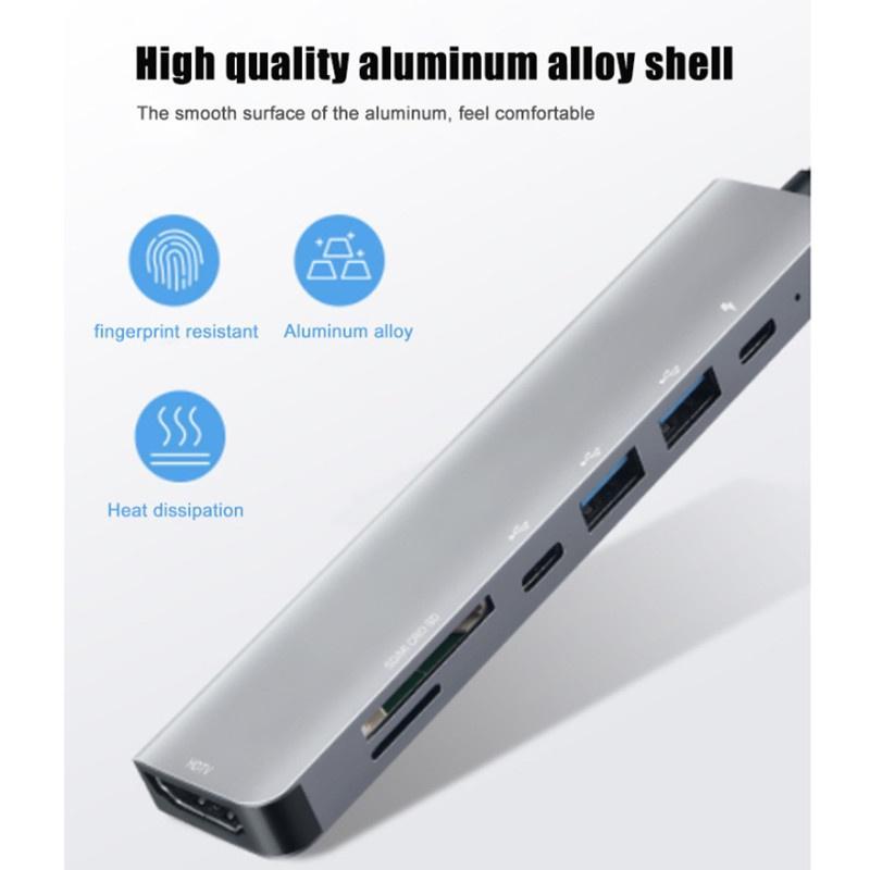 Đế Sạc 4k Tạo Cổng usb sd tf usb-c pd 3.0 de Có 7 Cổng Vào 1 Đầu Ra