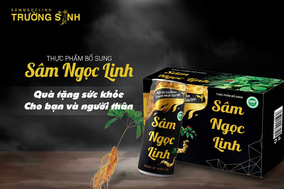 Nước Sâm Ngọc Linh (24 lon) - Nước uống từ thảo dược - Bồi bổ sức khỏe, chống lão hóa