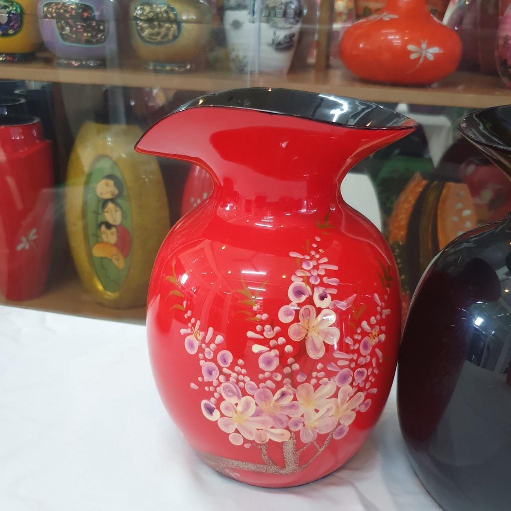 Lọ hoa sơn mài cao cấp Thanh Bình Lê miệng kiểu loe, cắm hoa, trang trí nhà cửa, văn phòng, quà tặng ý nghĩa size 21.5x1