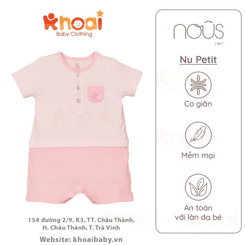 Bộ body cộc Nous petit hồng trơn - Chất liệu Nu Petit 95% cotton thiên nhiên