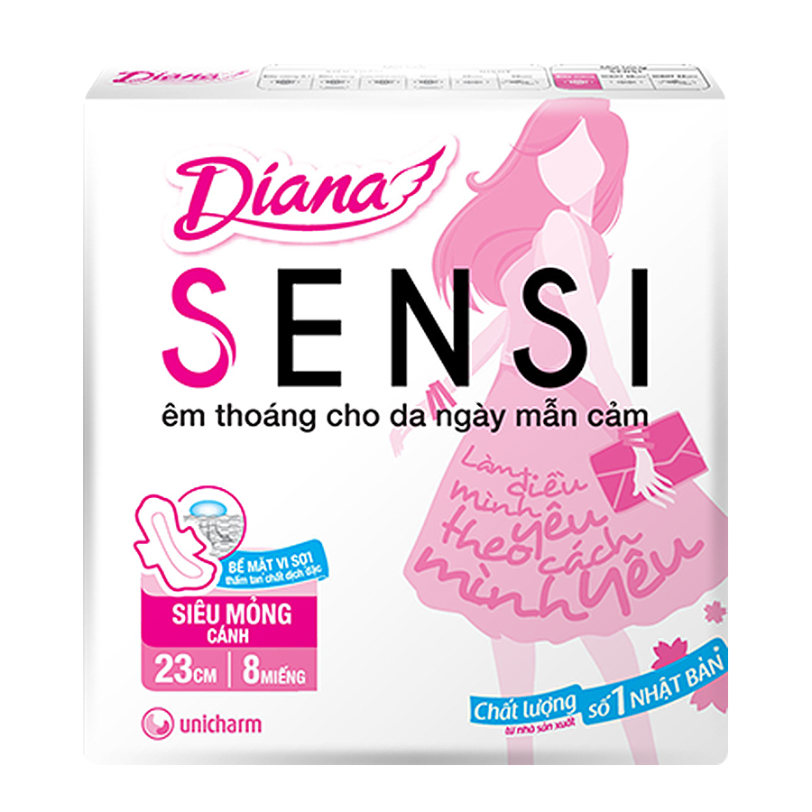 Bộ 6 gói Băng Vệ Sinh Diana Sensi Siêu Mỏng Cánh (8 Miếng/Gói)