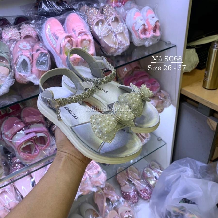 Giày sandal trẻ em xuất khẩu dép quai hậu bé gái gắn nơ duyên dáng và dễ thương 3 - 12 tuổi đi học đi biển SG68