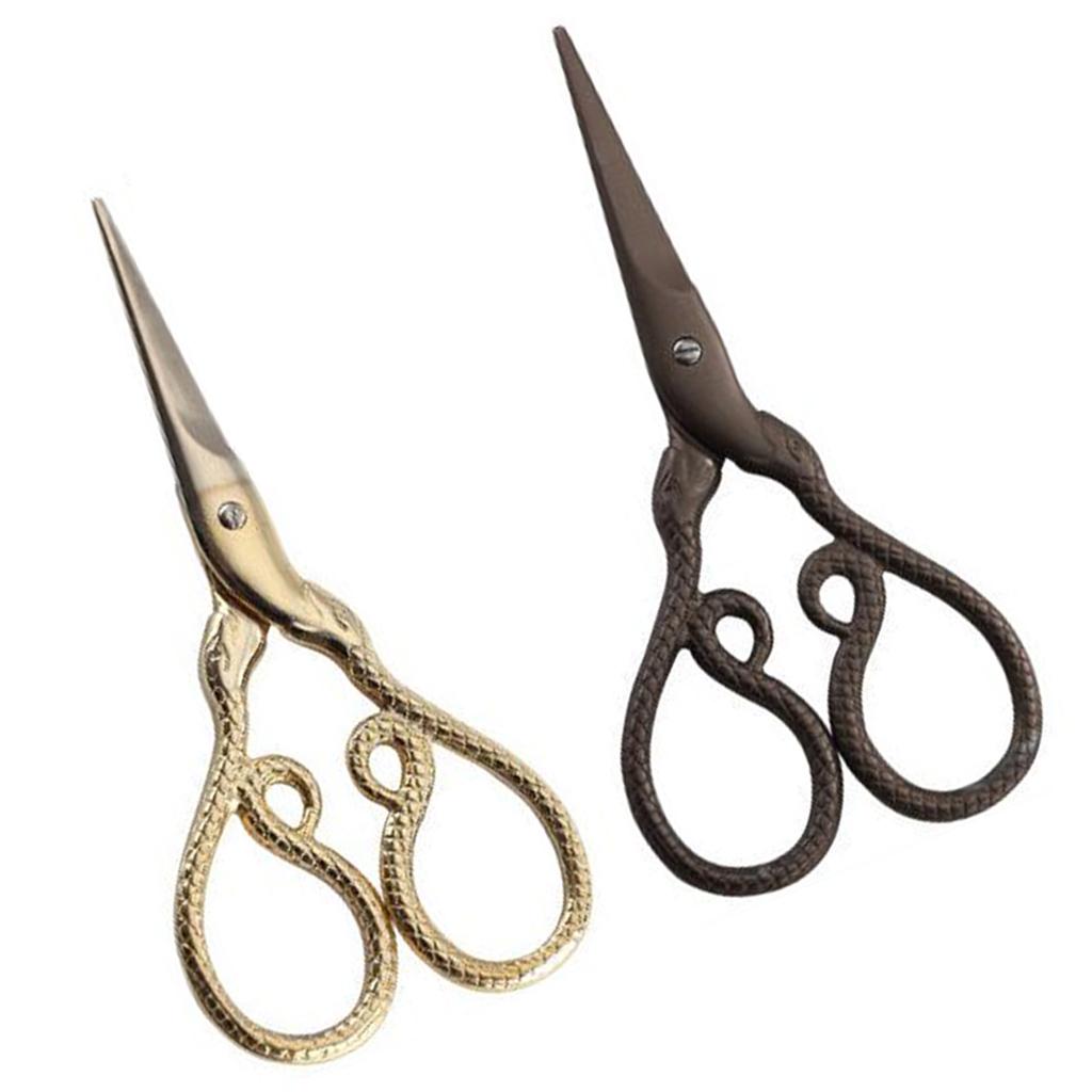 Vintage Snake Shape Sewing Scissors Trimming Dressmaking Shears Cross Stitch Stainless Steel Tailor Scissors for Sewing Embroidery Fabric