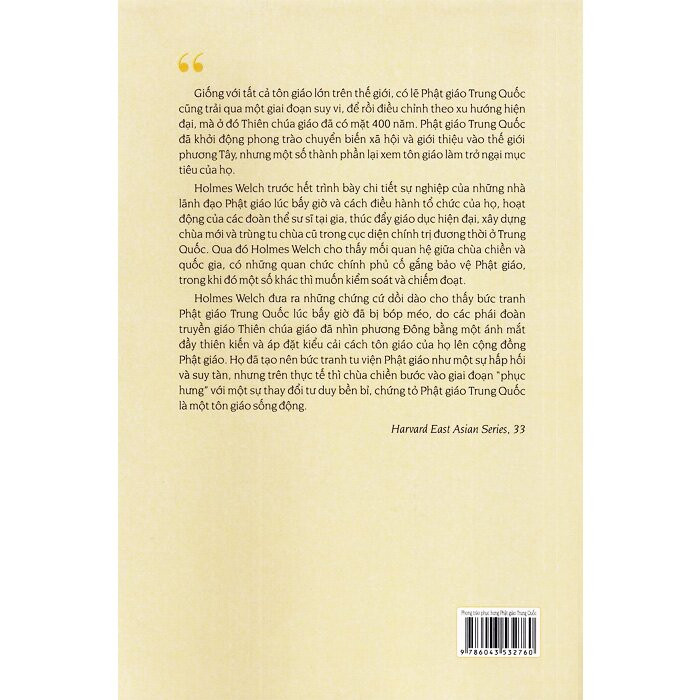 Phong Trào Phục Hưng Phật Giáo Trung Quốc - Holmes Welch - Thích Thiện Chánh dịch - (bìa mềm)