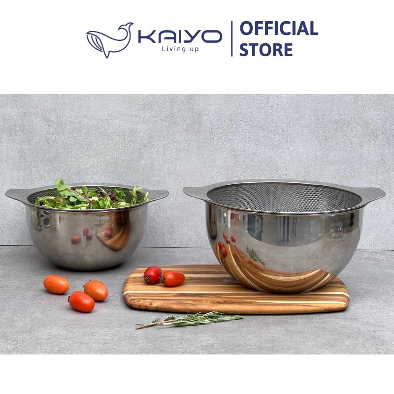 Bộ tô trộn và rổ inox Kaiyo, size 20cm