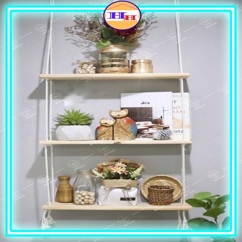 Kệ gỗ treo tường dây thừng nhiều kích thước