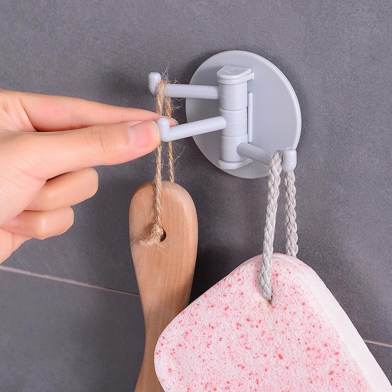 Móc dán tường 3 nhánh treo đồ đa năng - Móc tròn 3 chân dán tường treo chìa khoá, đồ dùng nhà bếp, nhà tắm tiện lợi