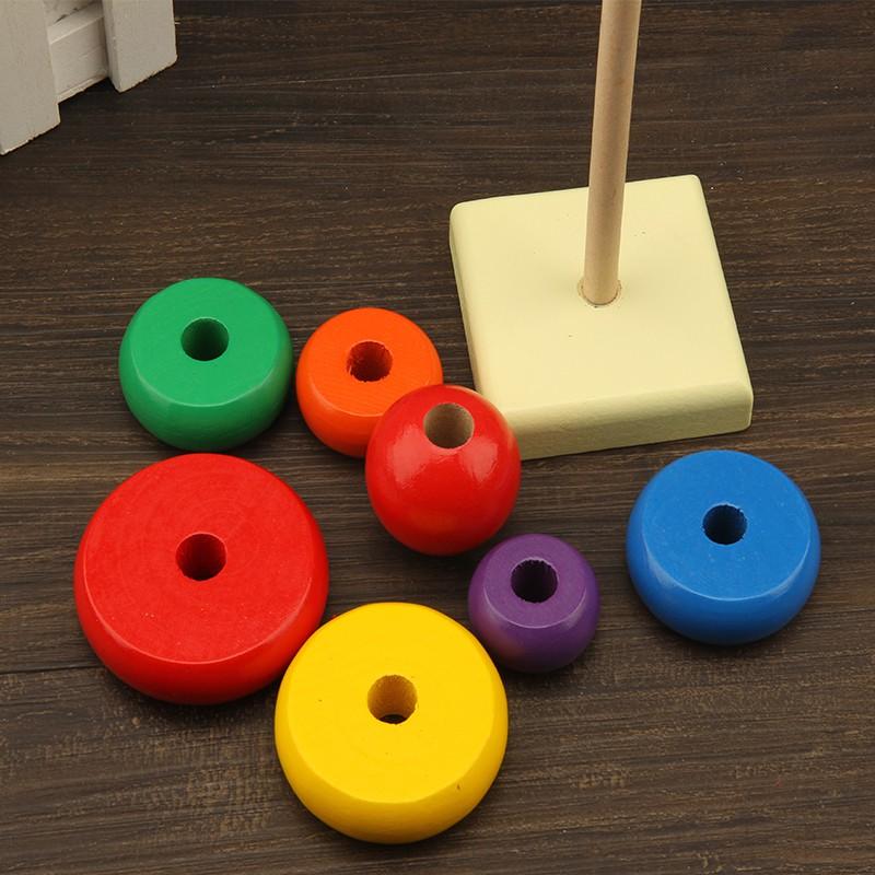 Đồ chơi Xếp chồng Tháp Cầu Vồng Màu Sắc Bằng Gỗ Cho Bé Từ 8 th - 3 tuổi