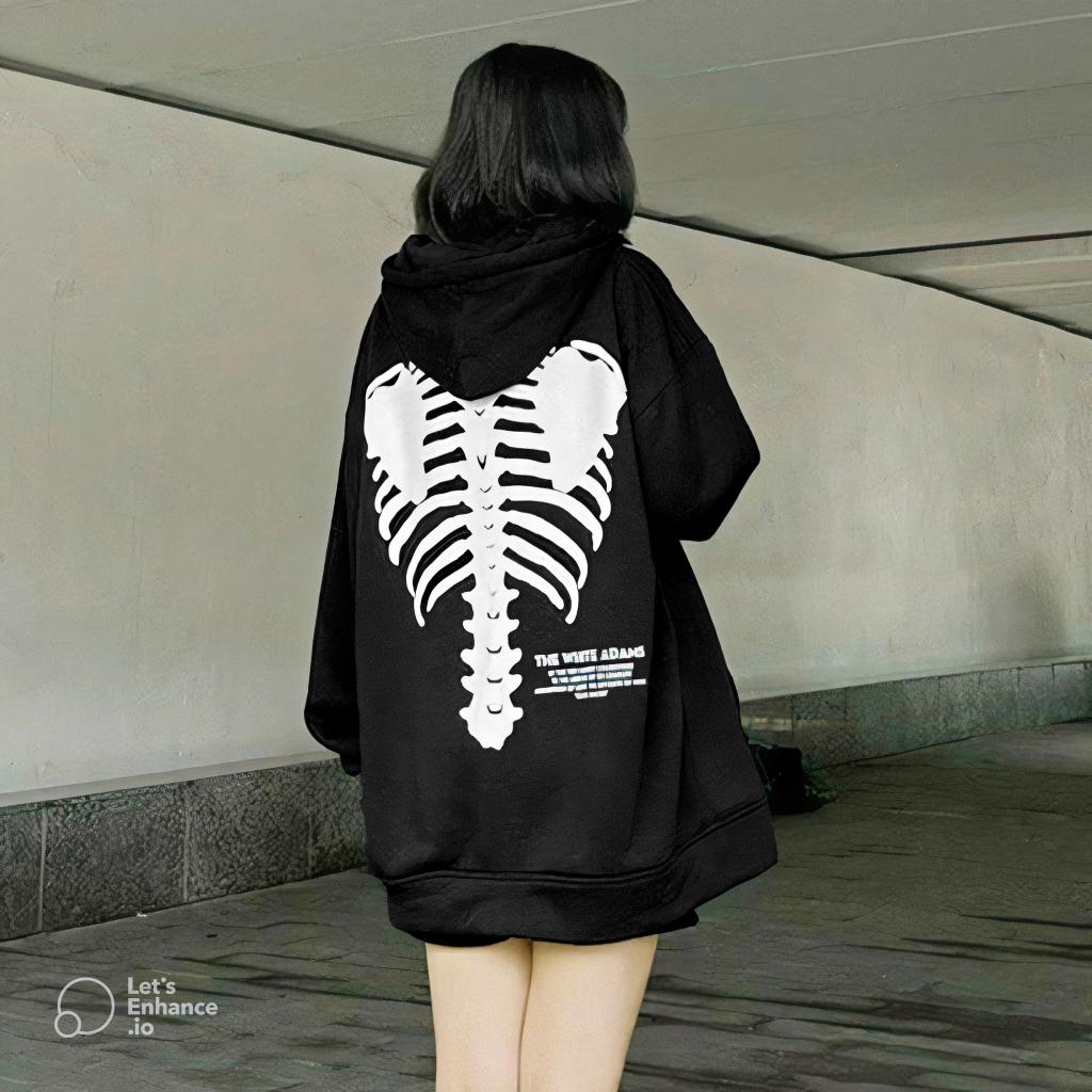 Áo Hoodie Nỉ Ngoại nam nữ Unisex Bộ Xương Sườn