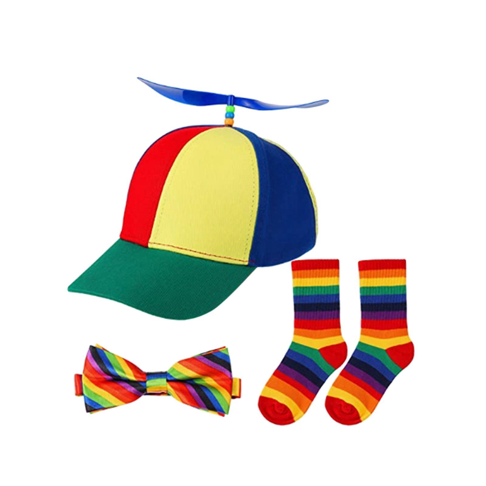 Socks Bow Tie Rainbow Top Hat Child Baseball Hat for Camping Casual Children