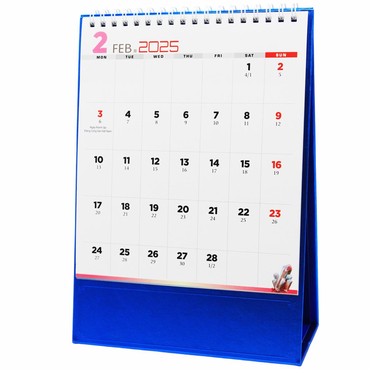 Lịch Bàn Đứng 2025 - Năng Lượng Đá Quý - Văn Lang VL-LB06 - Đế Màu Xanh