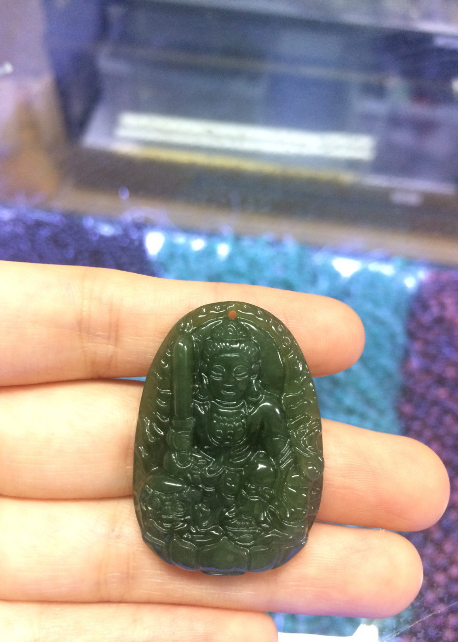 Phật Bản Mệnh Văn Thù Bồ Tát ngọc Nephrite