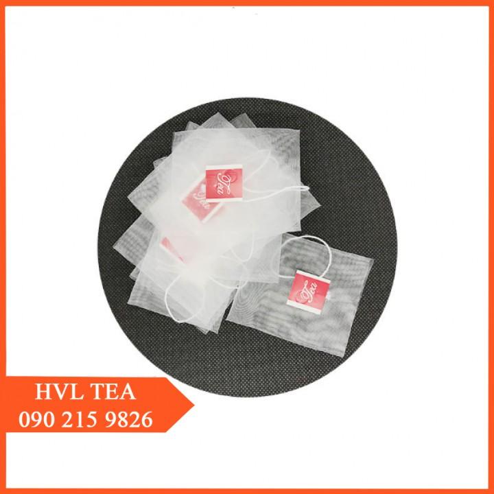 Túi Lọc Trà Lưới Tam Giác, 100 Túi Lưới Lọc Trà Hàn Nhiệt, Có Dây Nhúng
