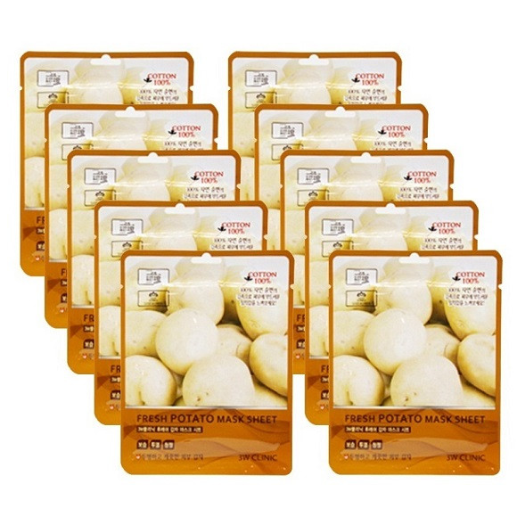 Combo 10 Mặt nạ dưỡng trắng da chiết xuất khoai tây 3W Clinic Fresh Potato Mask Sheet 23ml x 10
