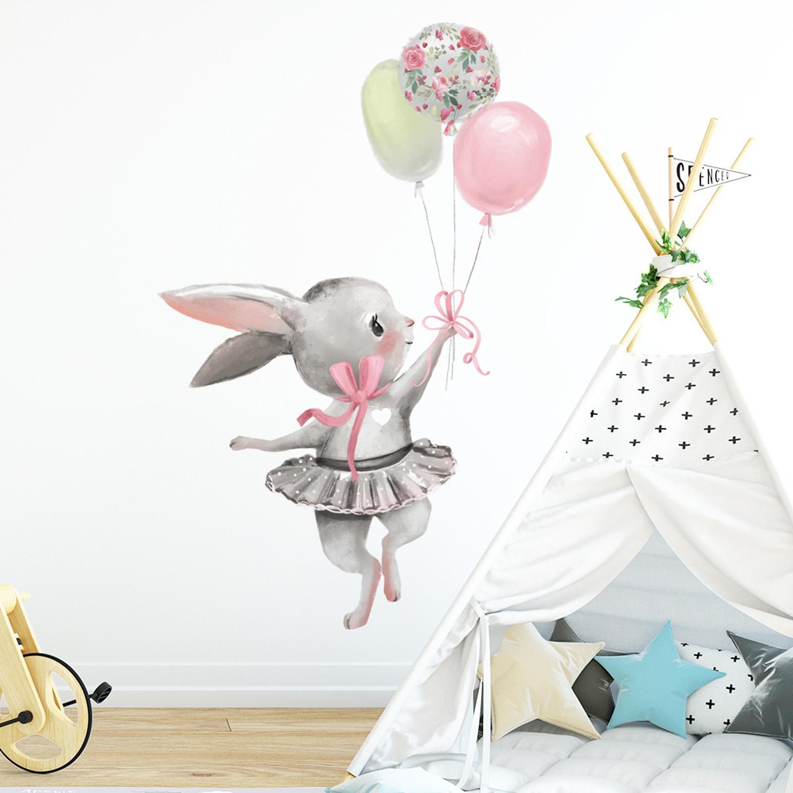 Bunny Ballet Rabbit Wall Stickers for Kids Room Nursery Wall Decal Wallpaper