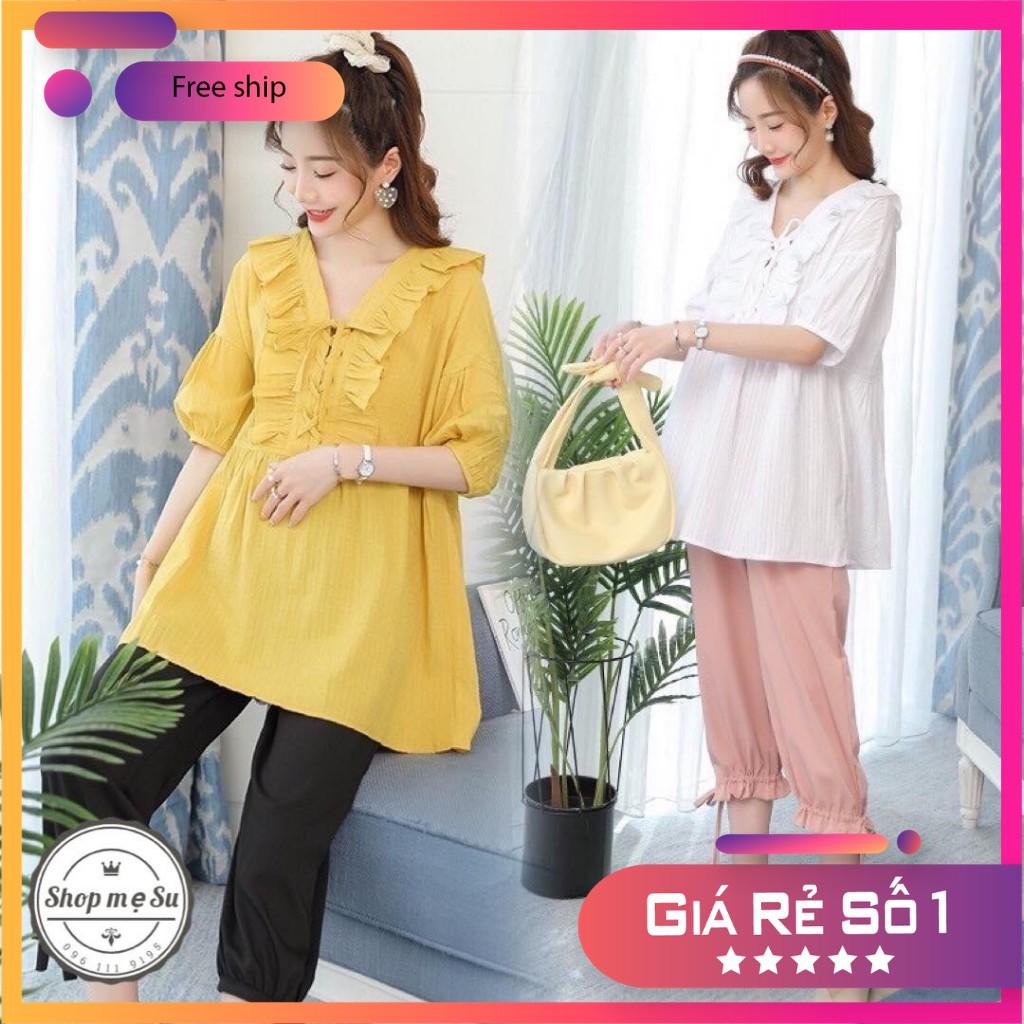 Áo Bầu Dây buộc, Chất Đũi Bao Mát Mùa Hè,Siêu Xinh
