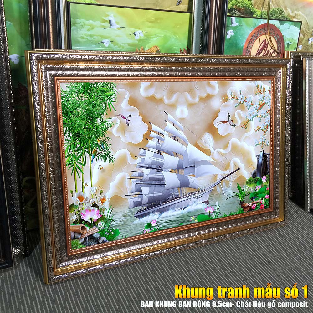 Tranh treo tường phòng khách, phòng ngủ THUẬN BuỒM XUÔI GIÓ chất liệu pvc gương / lụa kim sa. MS:3763L9