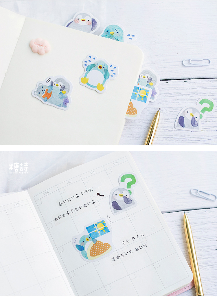 Sticker chủ đề Chim Cánh Cụt Đáng Yêu - Hộp 45 miếng dán trang trí sổ tay Bullet Journal - M217