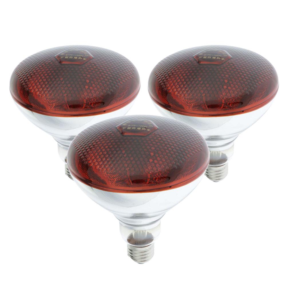 3pcs Reptile Light Bulb 100W Infrared Basking Spot Lamp for Reptiles Amphibian