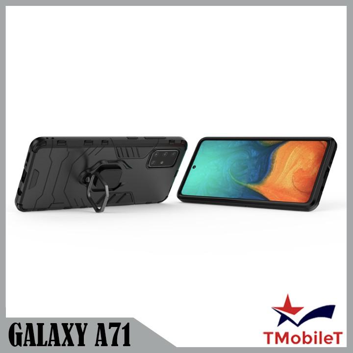Ốp lưng Dành Cho Điện Thoại Samsung Galaxy A71 chống sốc Iron Man gắn giá đỡ iring hỗ trợ xem video, chống va đập mạnh - Màu Đen