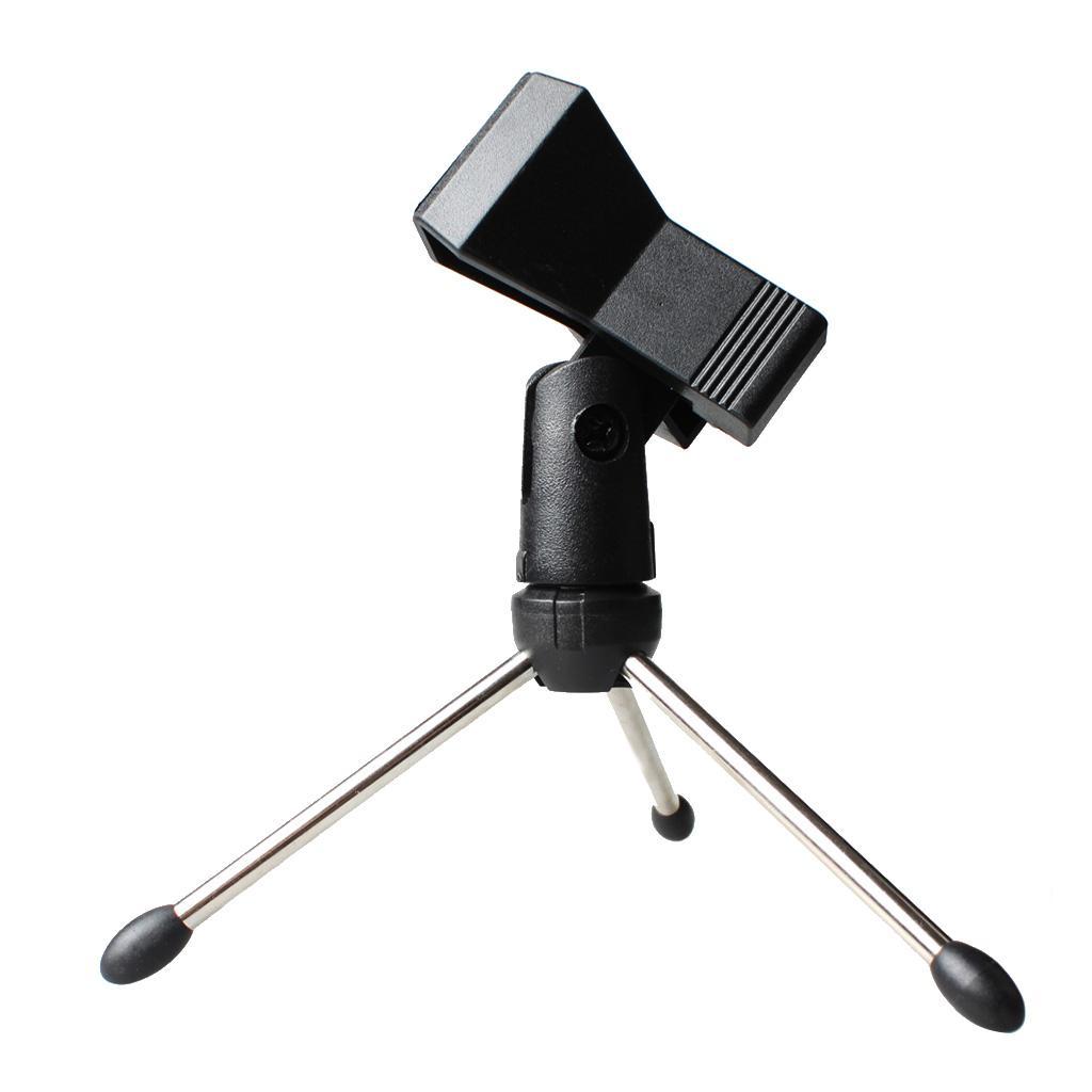 Adjustable Metal Tripod Desktop Table Mic Microphone Clamp Clip Holder Stand