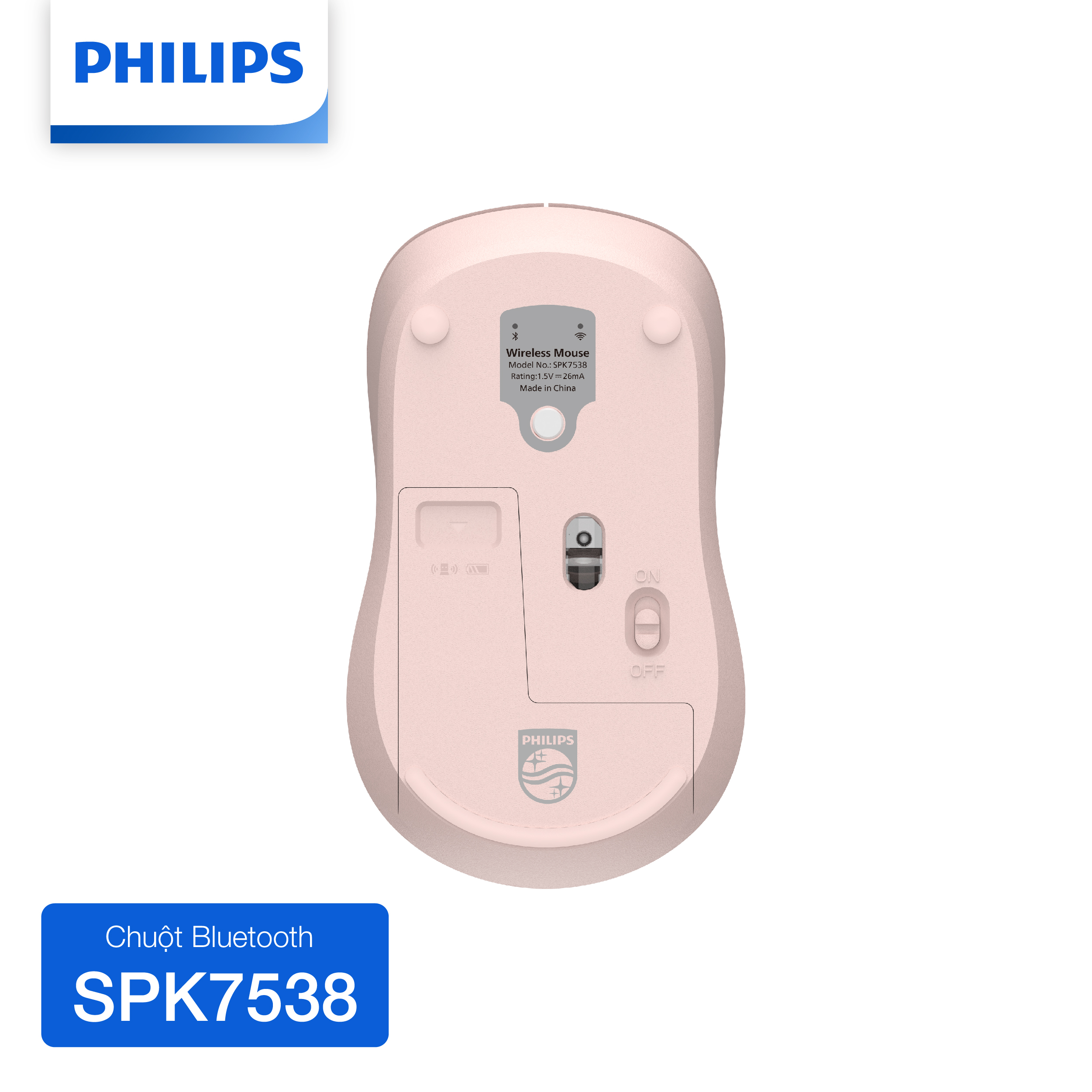 Chuột không dây Bluetooth Philips SPK7538 - Hàng Chính Hãng