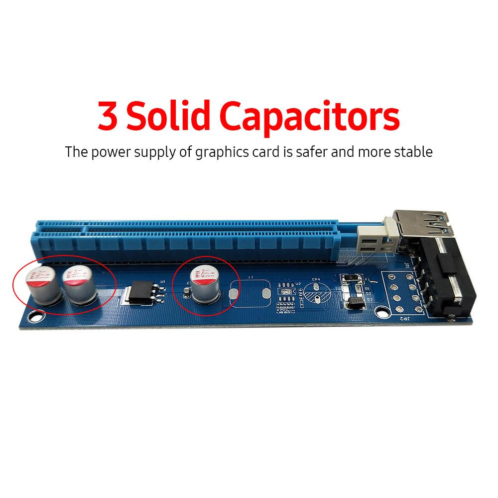 PCI-E 1X to PCI-E 16X Adapter Card PCI-E 4Pin Converter Card with USB3.0 Data Cable SATA Power Cable for Bitcoin Mining