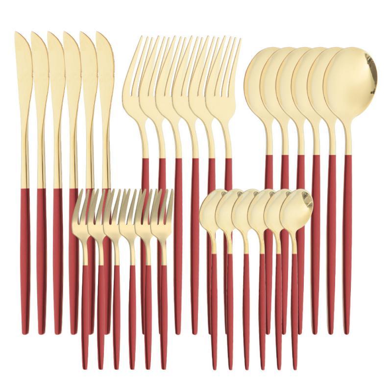 30 Món Tây Bồ Đào Nha Chén Ăn Bộ Bộ Dao Kéo Hợp Kim Inox Dao Muỗng Nĩa Thìa Bộ Đồ Ăn Nhà Bếp Thanh Phụ Kiện