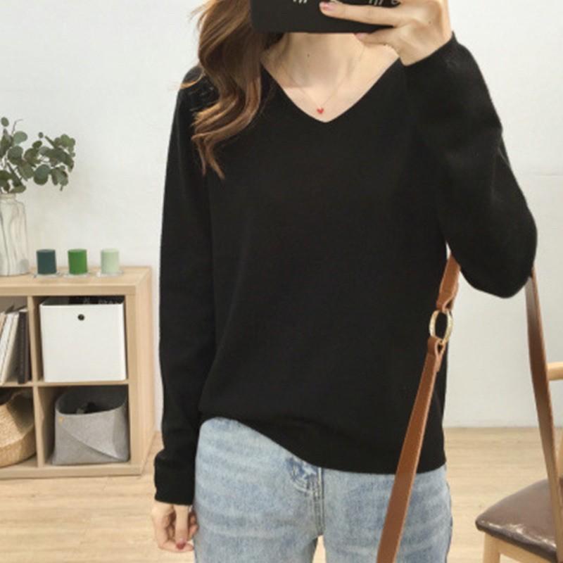 Áo len cổ tim dáng suông siêu mềm