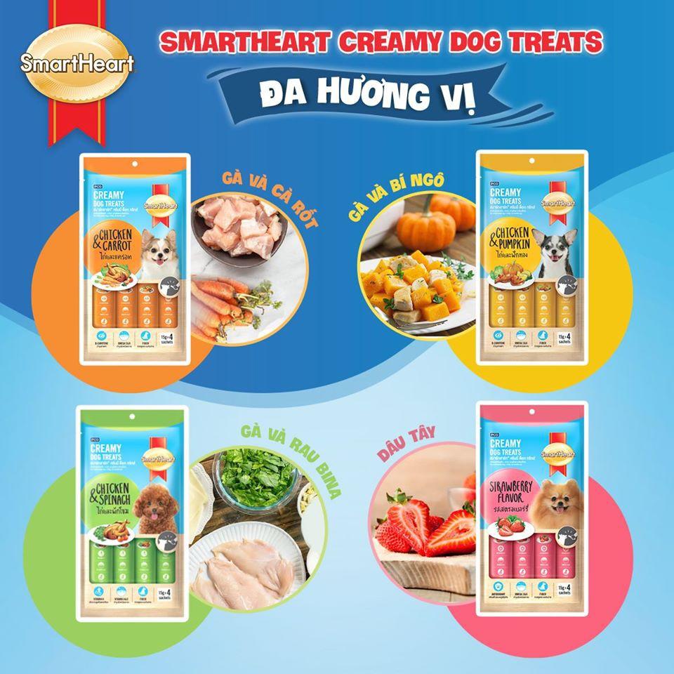 CREAMY DOG TREATS - BÁNH THƯỞNG DẠNG KEM CHO CHÓ SMARTHEART 60G