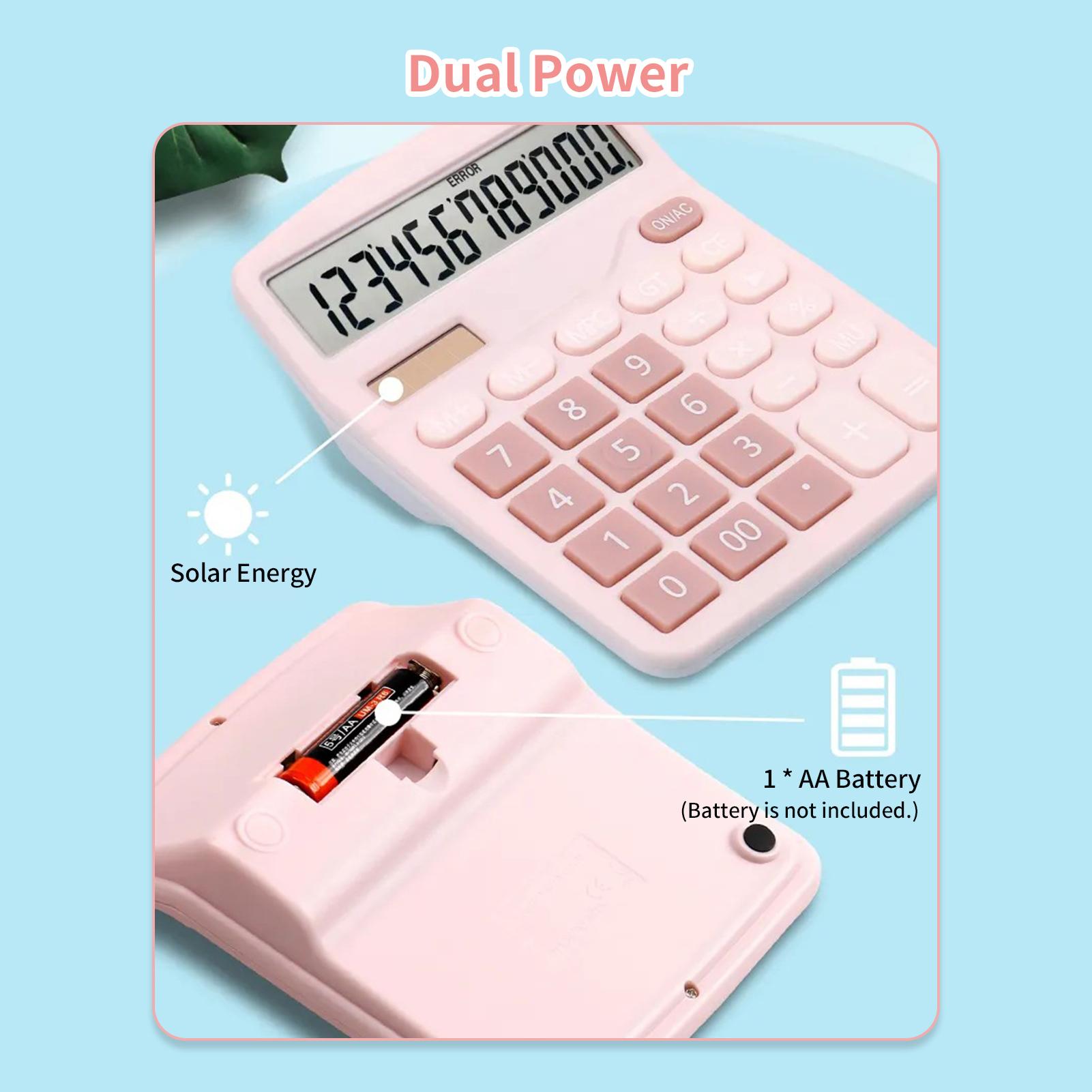 Desktop Calculator Standard Function Calculator with 12-Digit Large LCD Display Solar & Battery Dual Power for Home