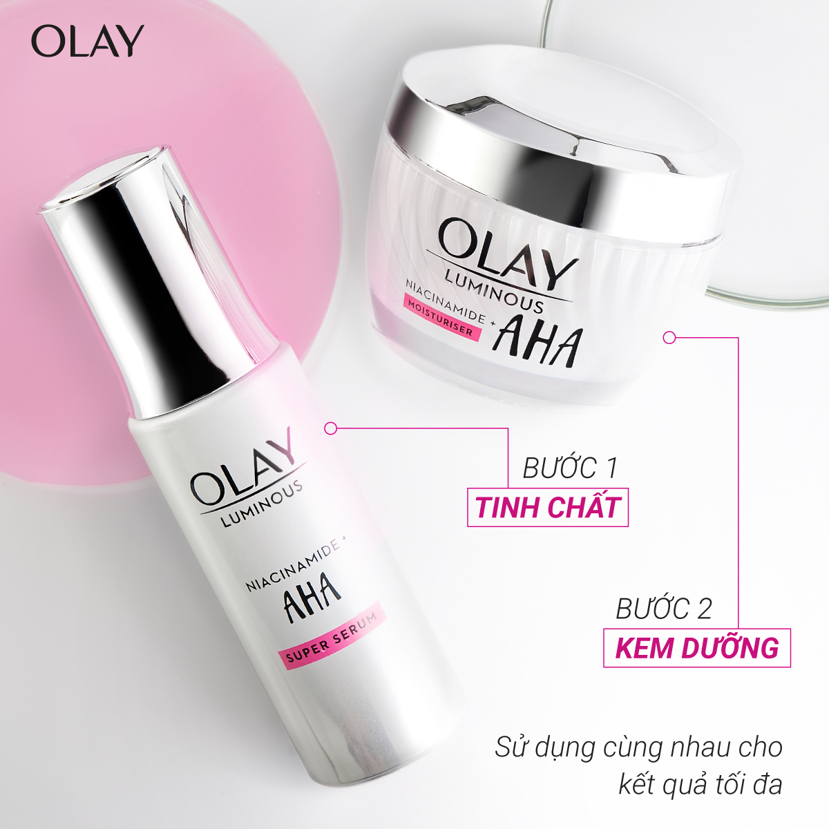 Kem Dưỡng OLAY Luminous Niacinamide Kết Hợp AHA Dưỡng Trắng Da Ngừa Thâm Nám 50g