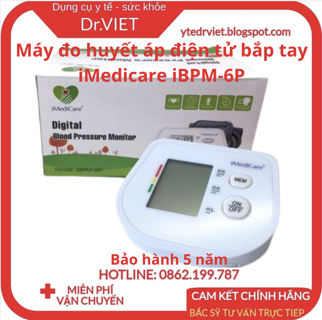 Máy đo huyết áp điện tử bắp tay iMediCare iBPM-6P