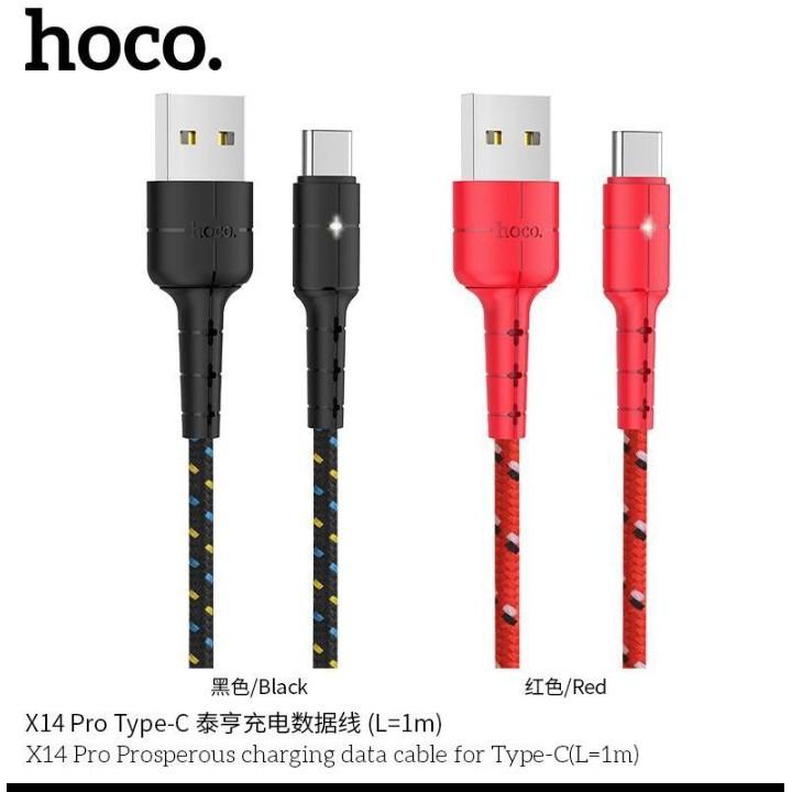 Cáp sạc Micro,Type-C Hoco X14 Pro Hỗ trợ sạc nhanh 3A Max-tự ngắt khi pin đầy - LED báo- Hàng Chính Hãng