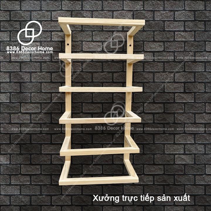 Giá treo khăn nhà tắm nhiều tầng, kệ để đồ đa năng gỗ thông decor homestay, khách sạn.