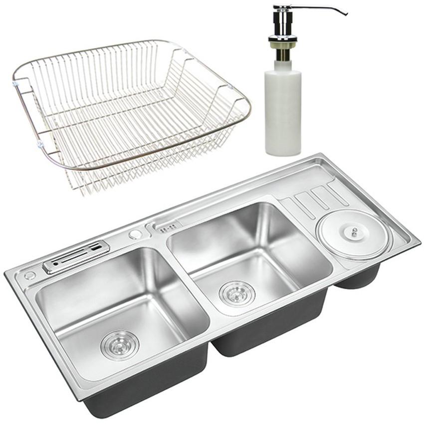 Bộ 1 chậu rửa chén Eurolife EL-C3 + 1 bình xịt nước rửa chén + 1 rổ Inox