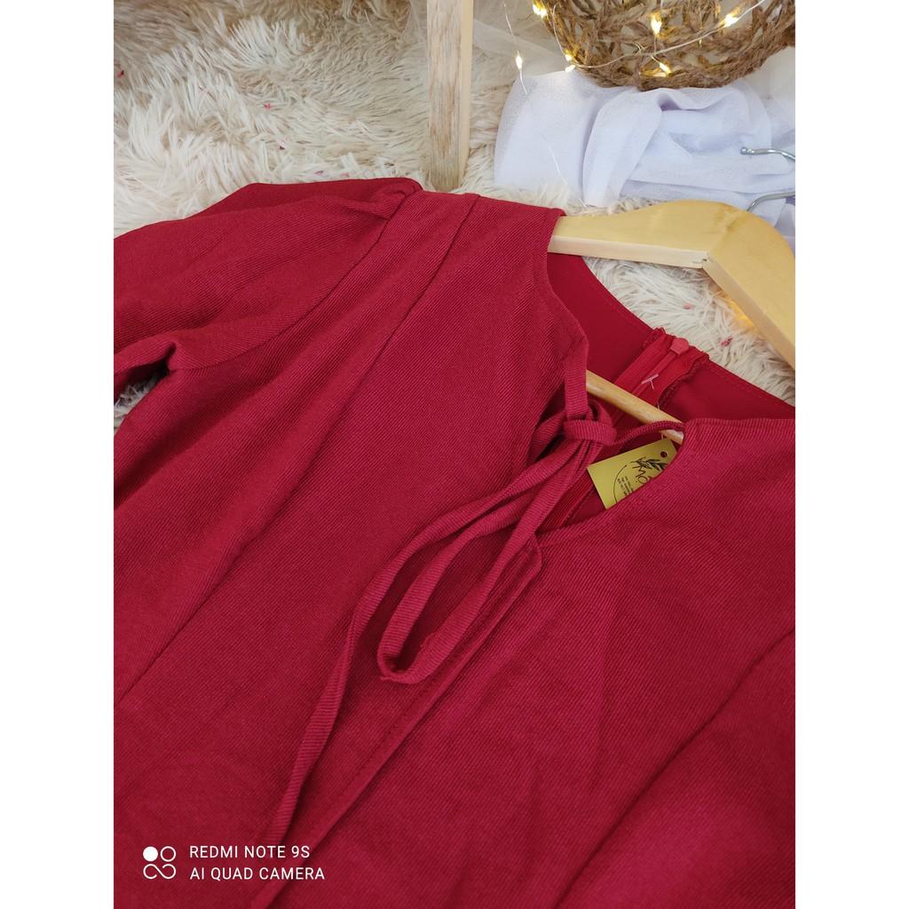 Đầm nhung cột nơ cực kỳ tôn dáng