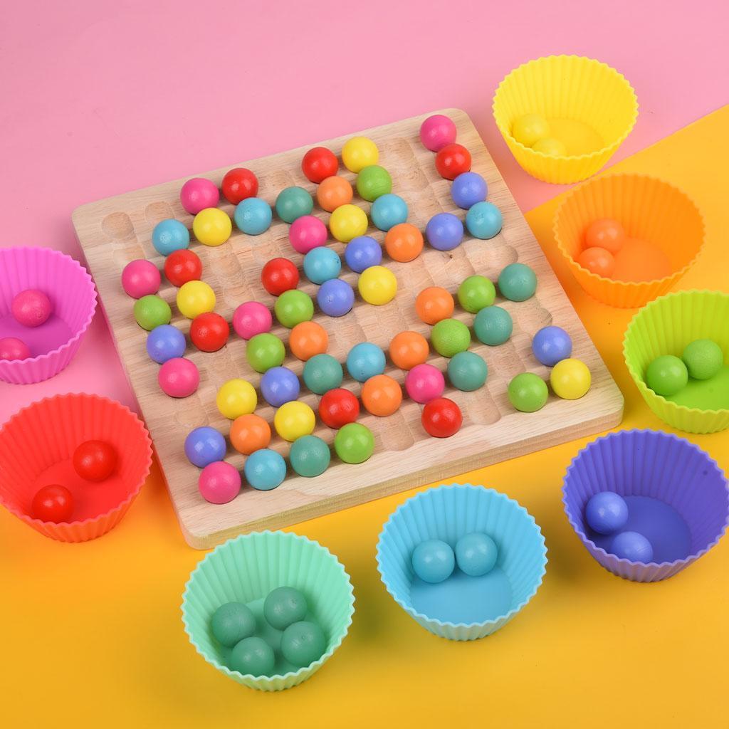 Colorful Wooden Beads Game for Toddler Multiplayer PK Math Learning