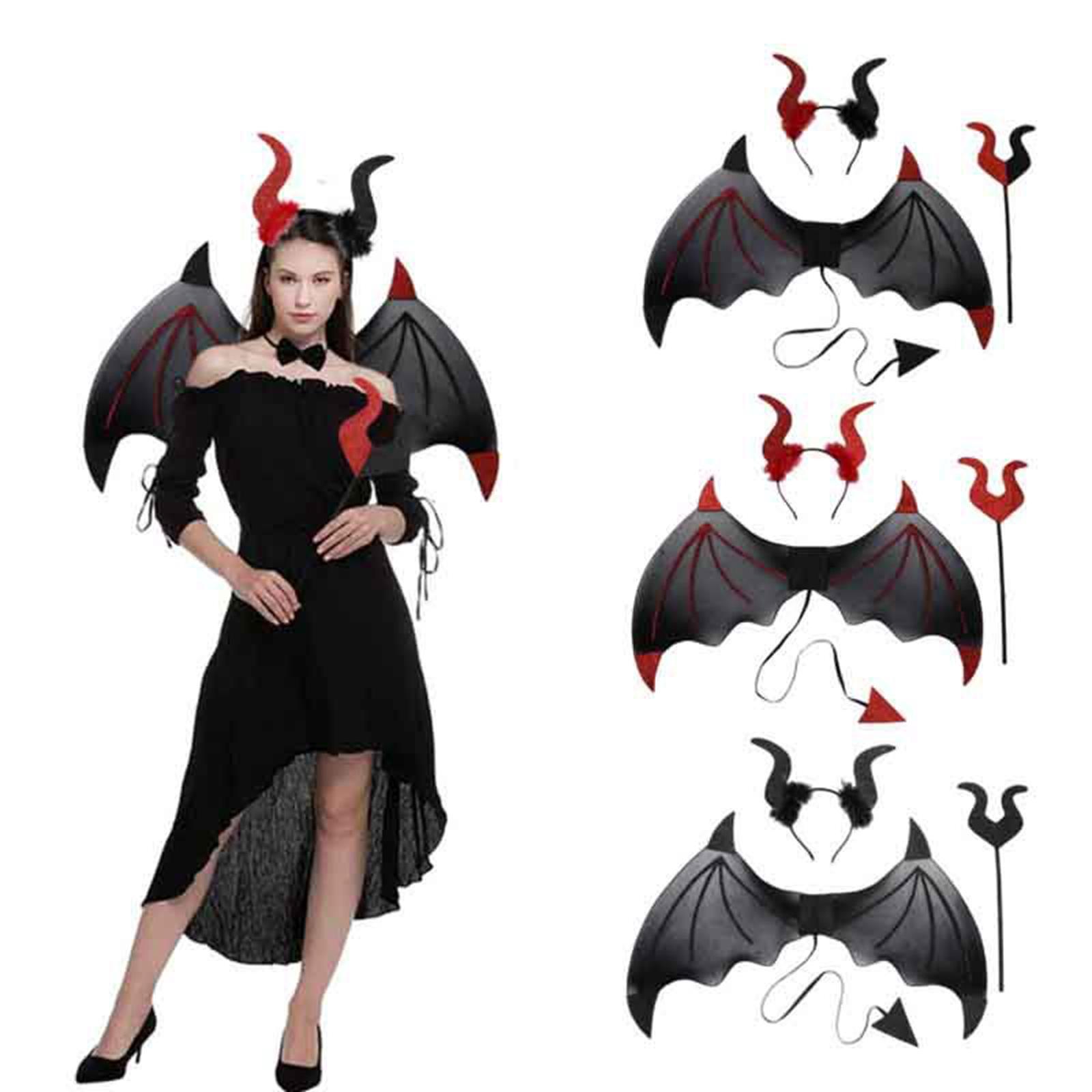 Halloween Devil Costume Set with Devil  Men Women  Devil Costume Accessories for Children's Day Performance Fancy Dress