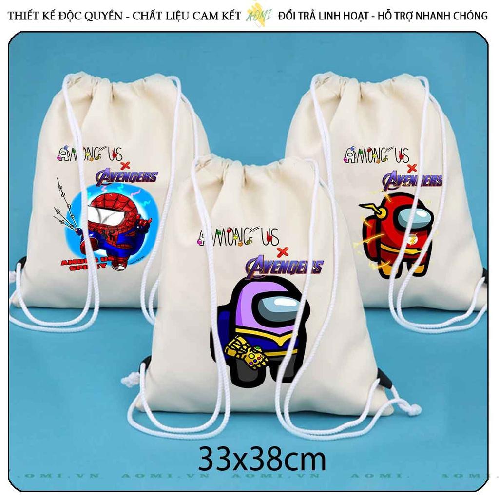 BALO MINI among us avengers AOMIVN DÂY RÚT ĐEO VAI 33x38cm NHỎ XINH UNISEX CHẤT CANVAS CUTE TIỆN ÍCH DU LỊCH DẠO PHỐ