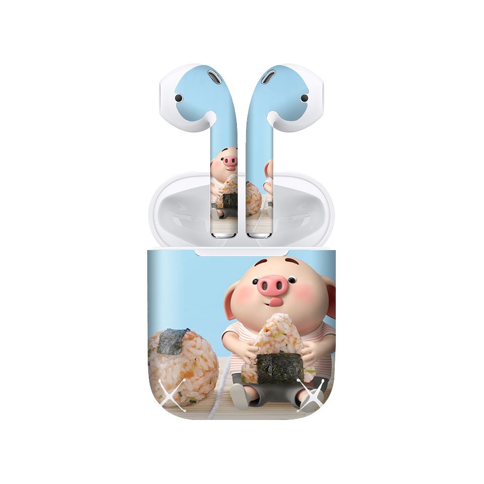 Miếng dán skin chống bẩn cho tai nghe AirPods in hình Heo con dễ thương - HEO2k19 - 161 (bản không dây 1 và 2)