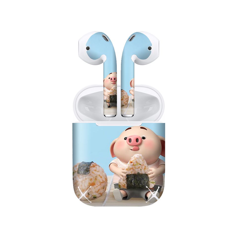 Miếng dán skin chống bẩn cho tai nghe AirPods in hình Heo con dễ thương - HEO2k19 - 161 (bản không dây 1 và 2)