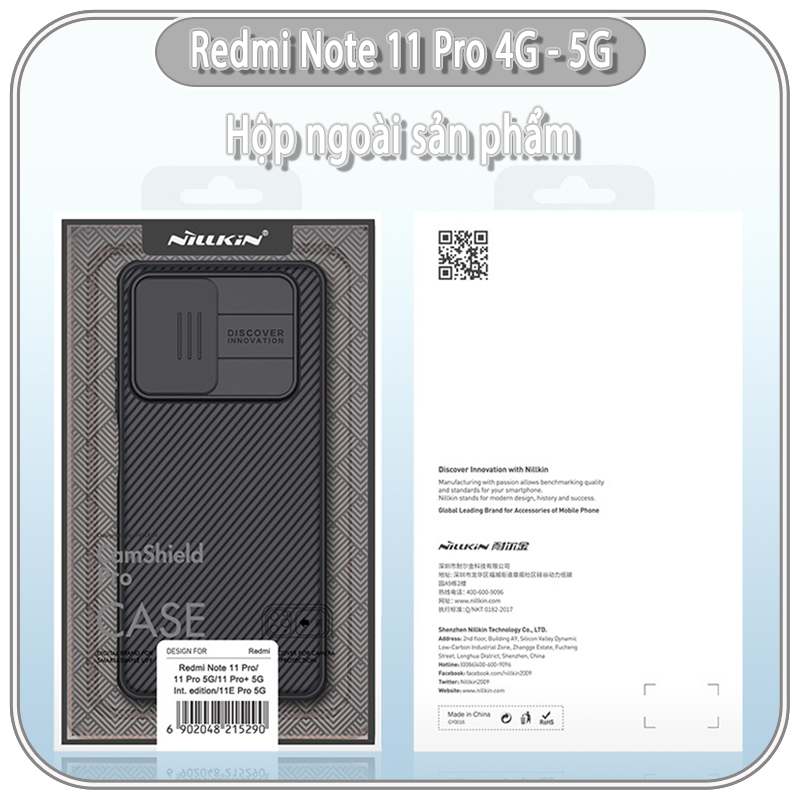 Ốp lưng cho Xiaomi Redmi Note 11 Pro 4G 5G quốc tế Nillkin CamShield che camera - hàng nhập khẩu