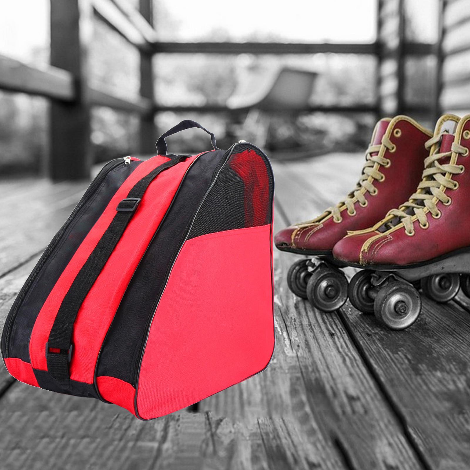 Roller Skates Bag Shoulder Strap Kids Shoulder Bag Skating Sports Red
