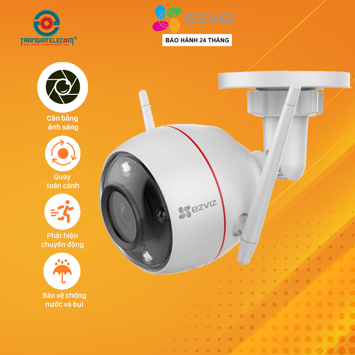 Camera Ezviz ngoài trời C3WN, C3W (2M), C3W Pro (4M) có màu ban đêm - Hàng chính hãng