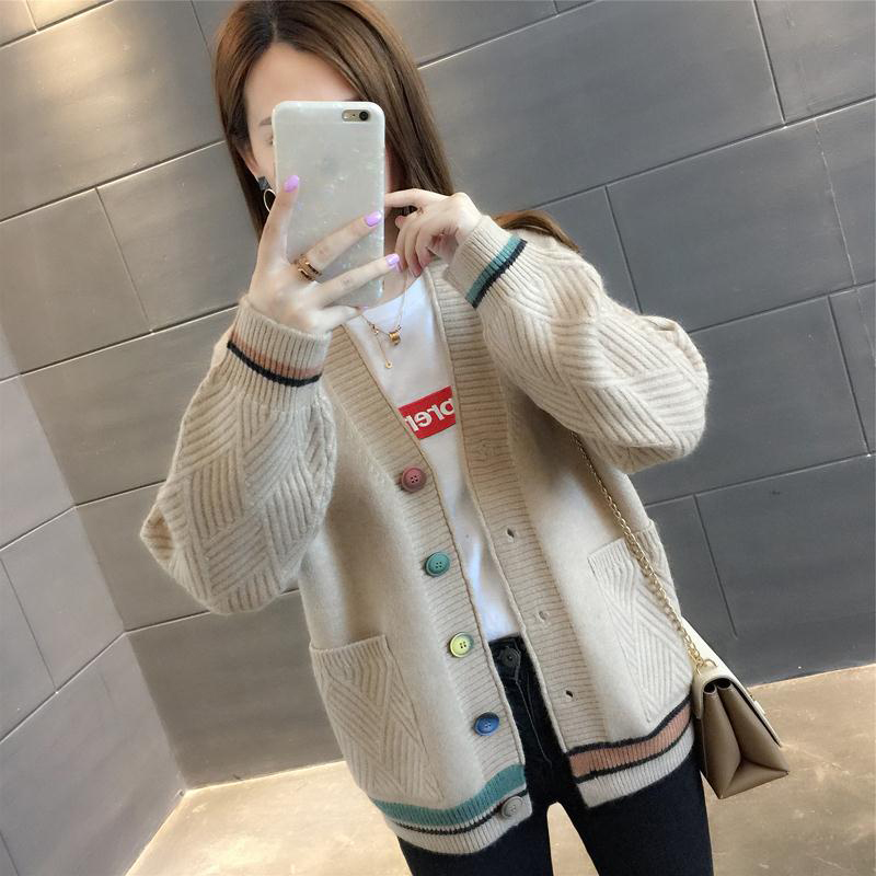 Áo cardigan len nữ Hàn Quốc dáng ngắn, cổ chữ V, chất len dày dặn