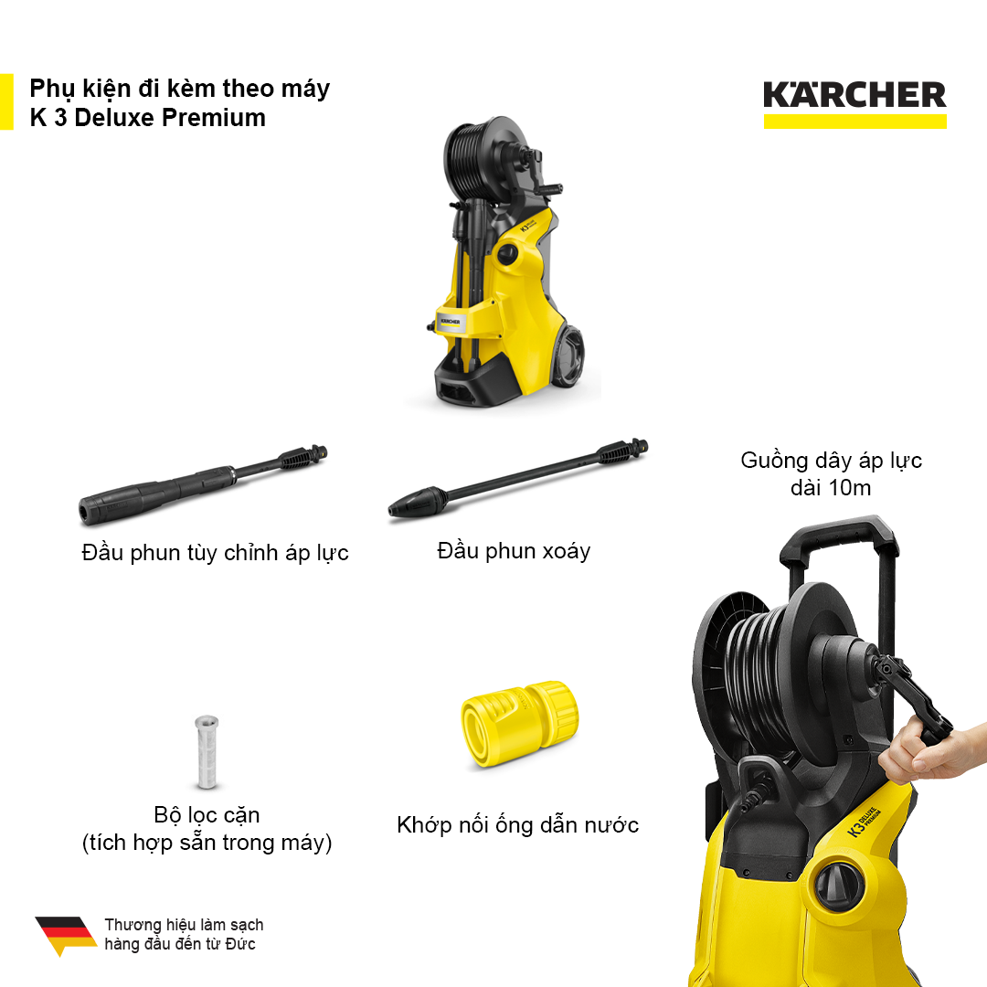 Máy xịt rửa xe Karcher K3 Deluxe Premium động cơ từ