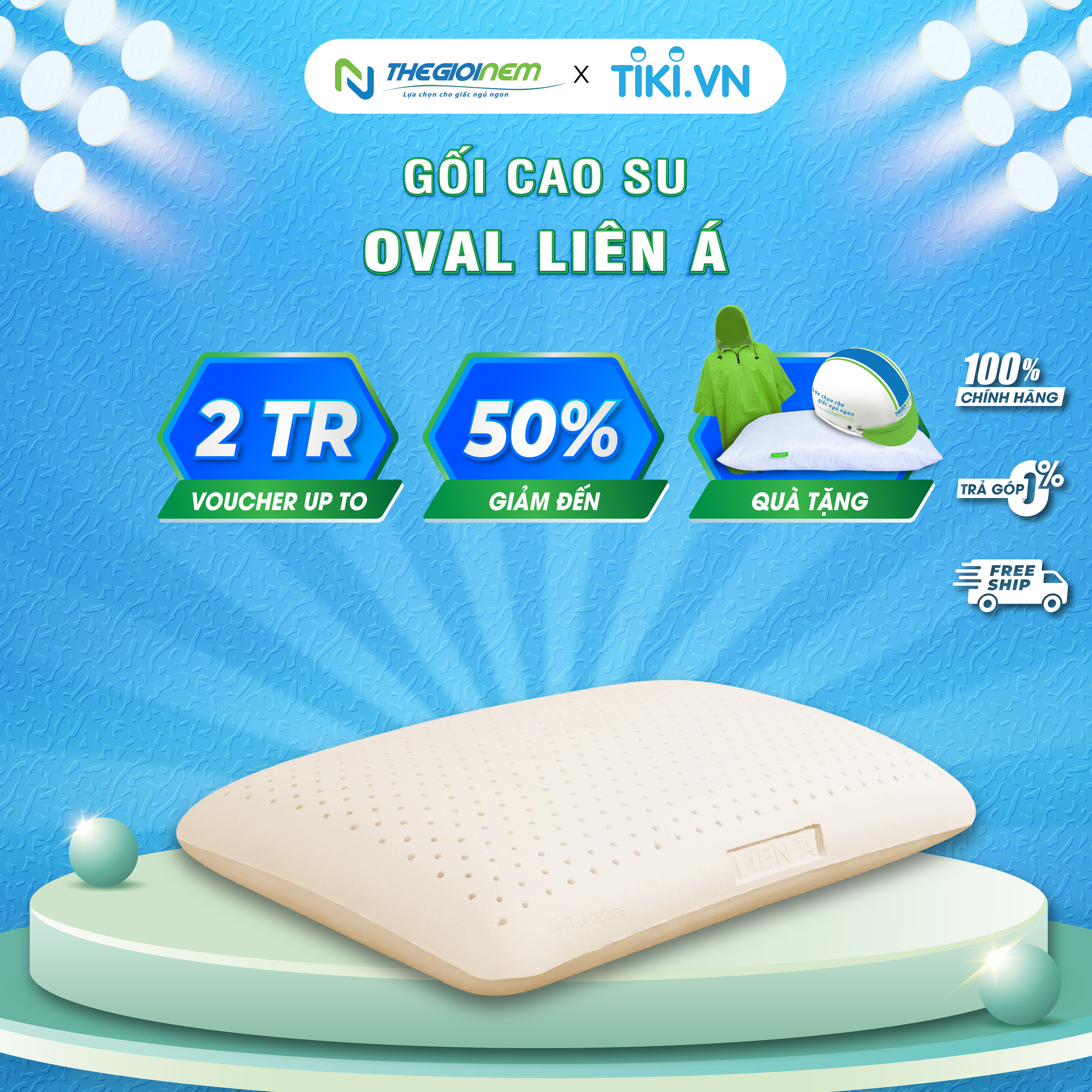 Gối Cao Su Liên Á Oval LAGOV4565 - Trắng